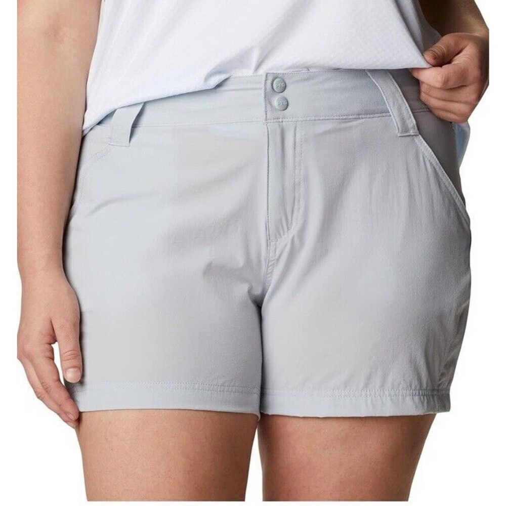 Columbia Womens Plus Size 20W PFG Coral Point III Gray Fishing Shorts UPF 50